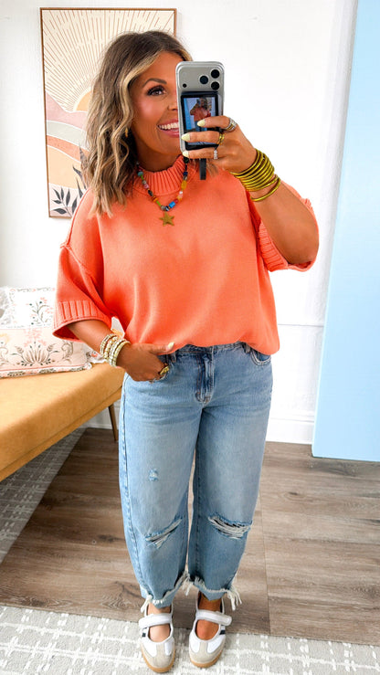 Samantha Oversized Sweater Top, Creamy Peach
