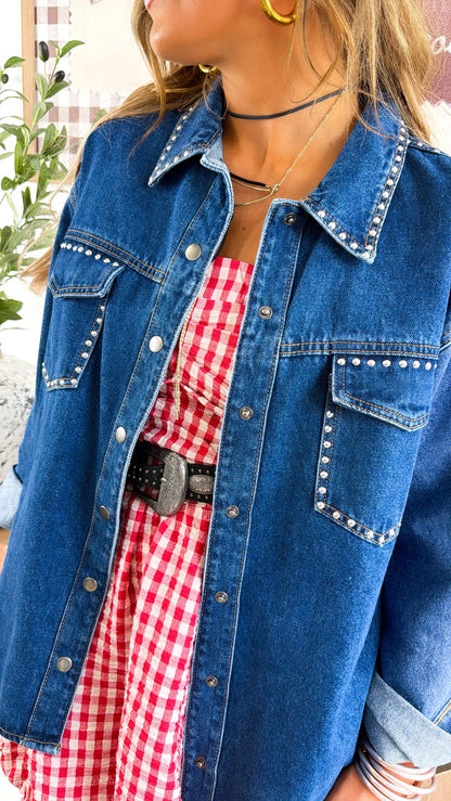 Western Halo Studded Jacket, denim