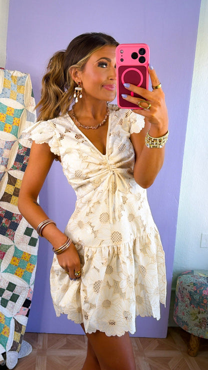 Vanilla Woods Floral Dress, Cream
