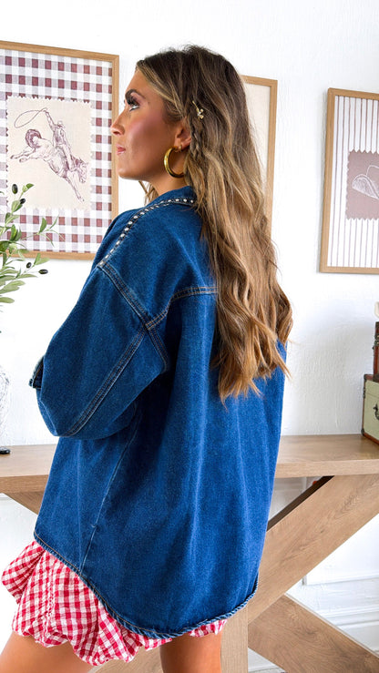 Western Halo Studded Jacket, denim