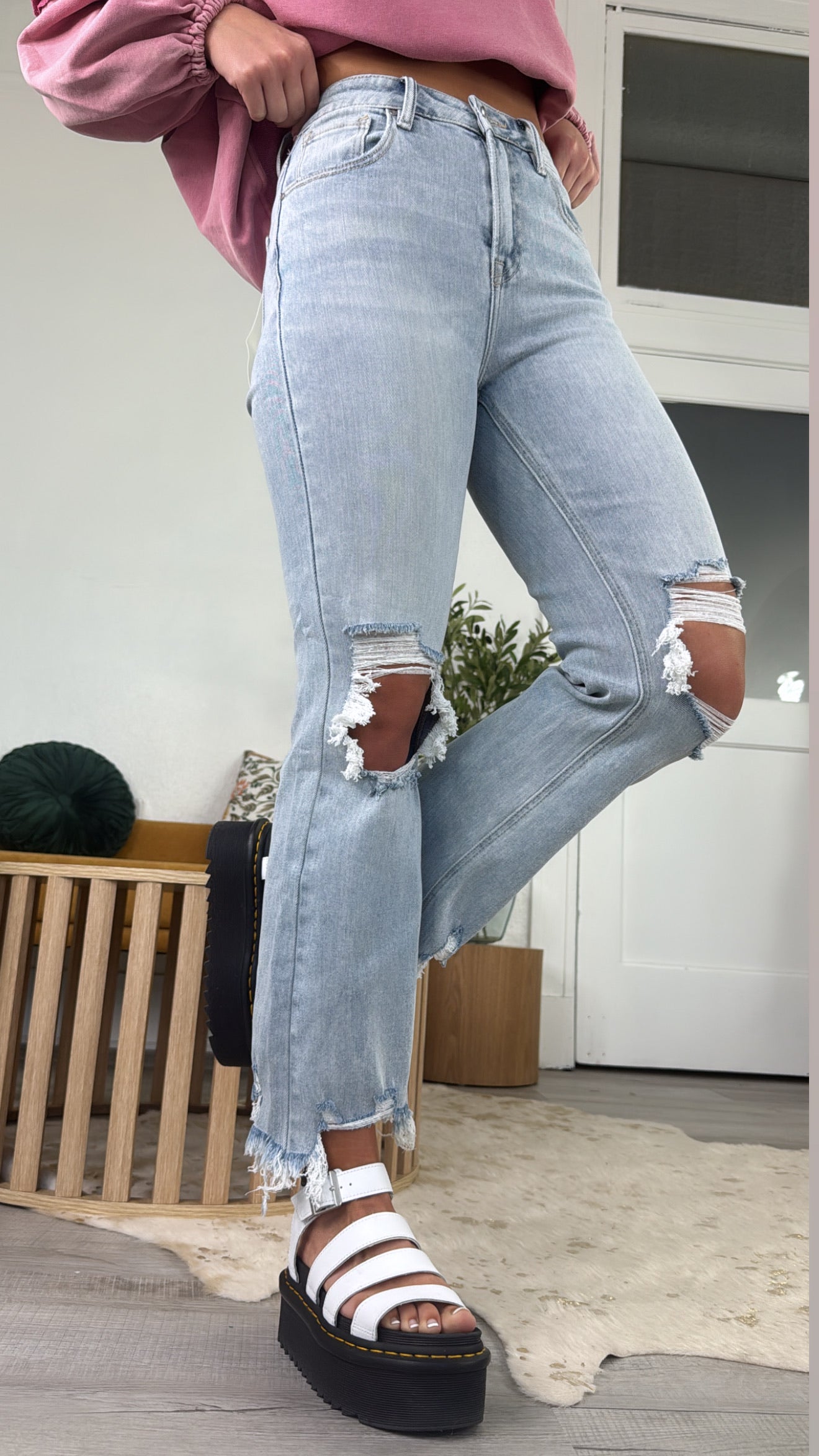 Stevie Straight Leg Jean, Light Wash RISEN