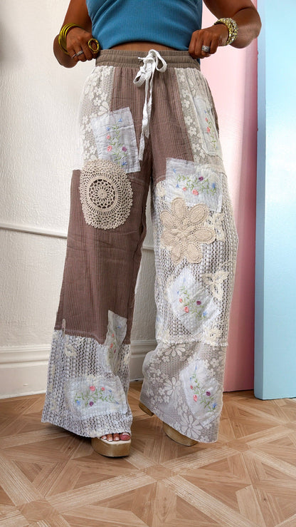 Sunset Patch Relaxed Pant, Choco Stripe