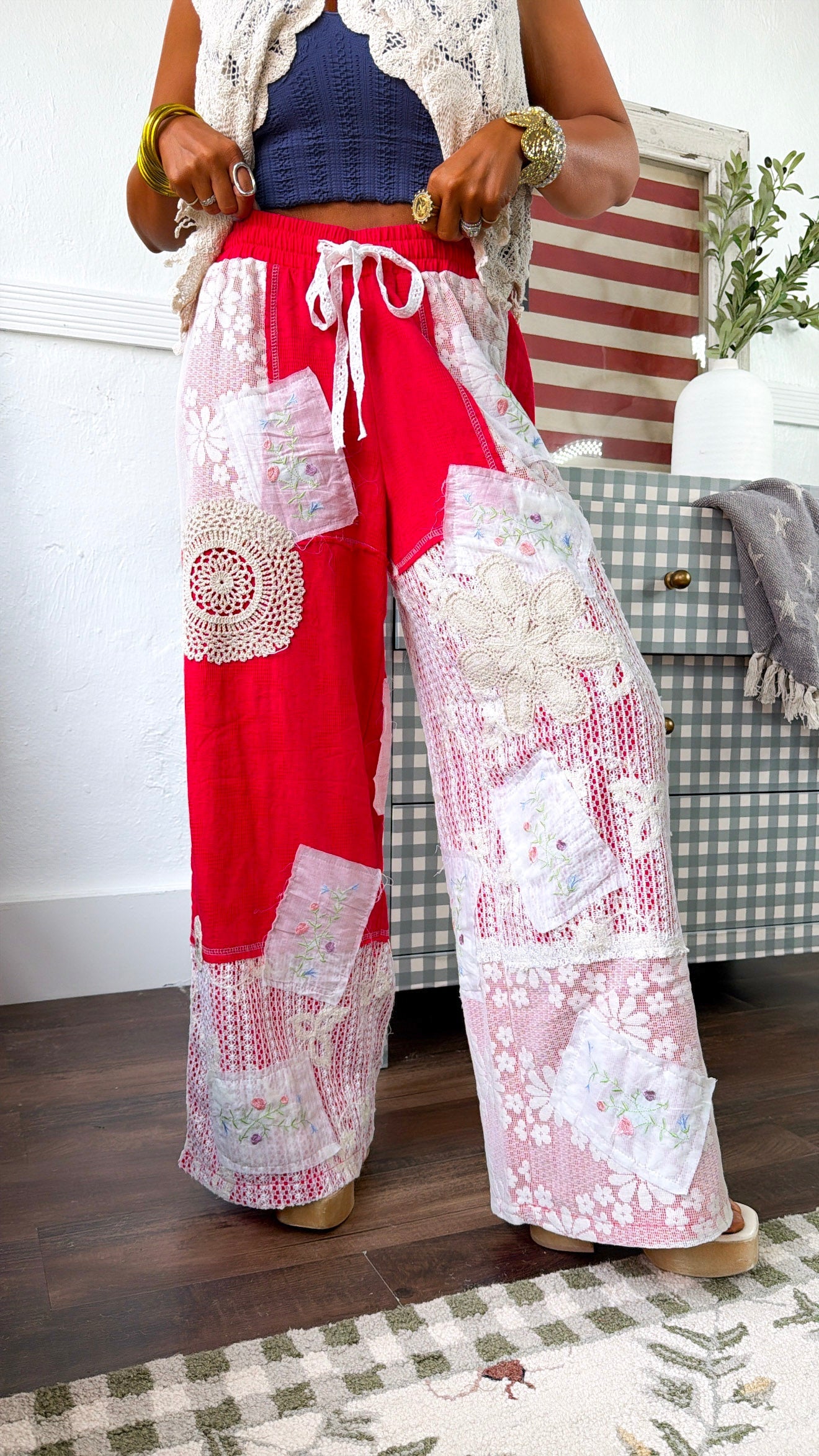 Sunset Patch Relaxed Pant, Ruby