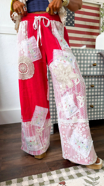 Sunset Patch Relaxed Pant, Ruby
