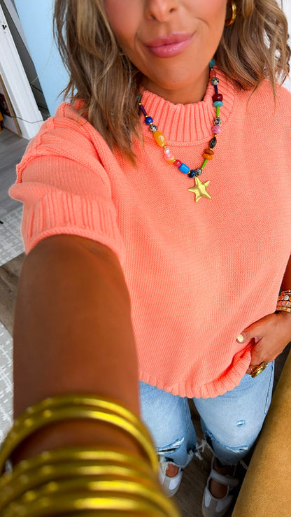Samantha Oversized Sweater Top, Creamy Peach
