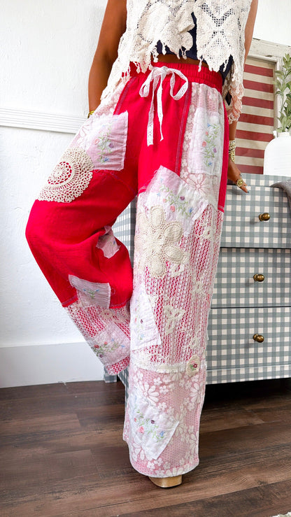 Sunset Patch Relaxed Pant, Ruby