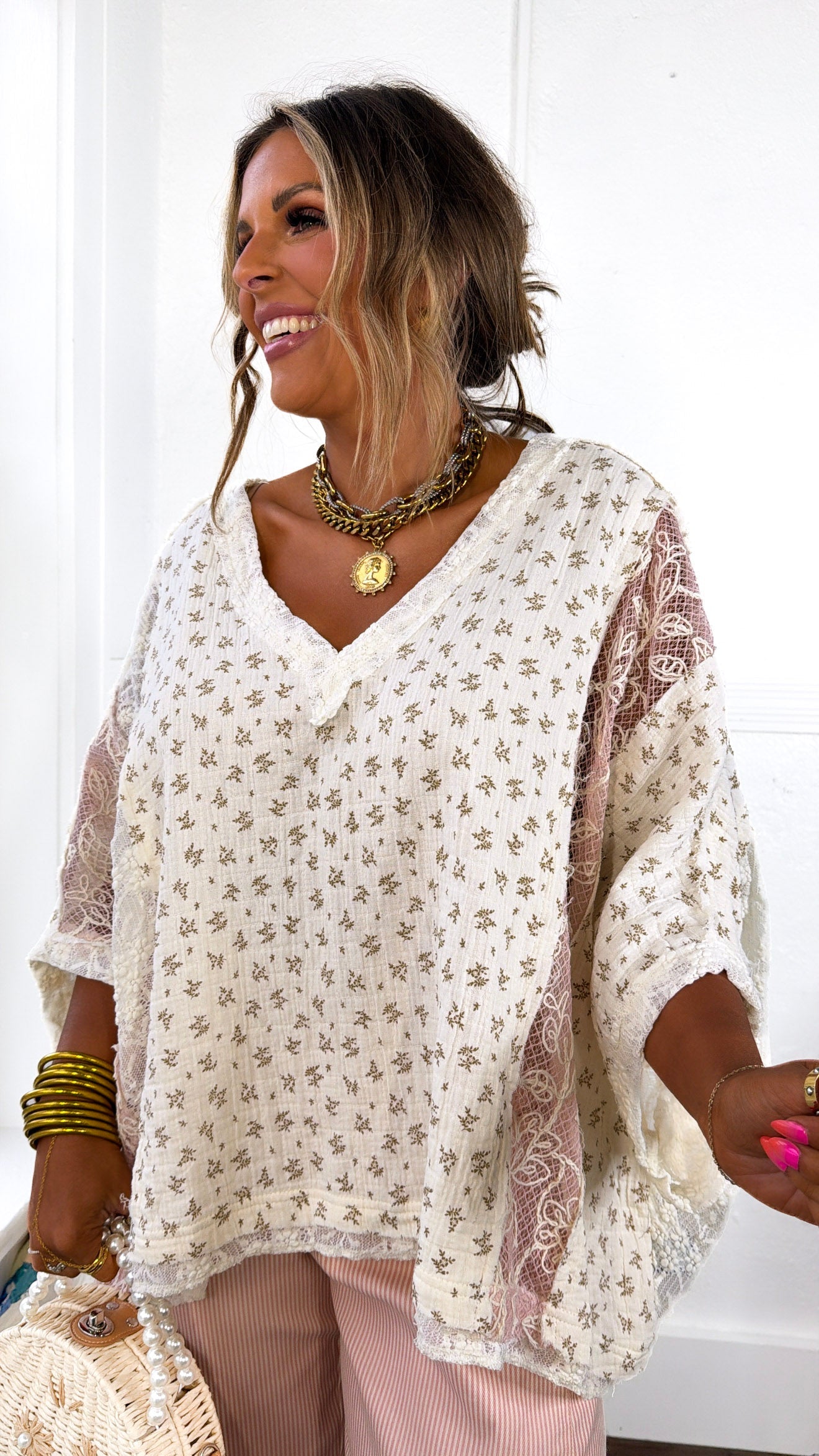 Tulip Bloom Blouse, Pink Multi