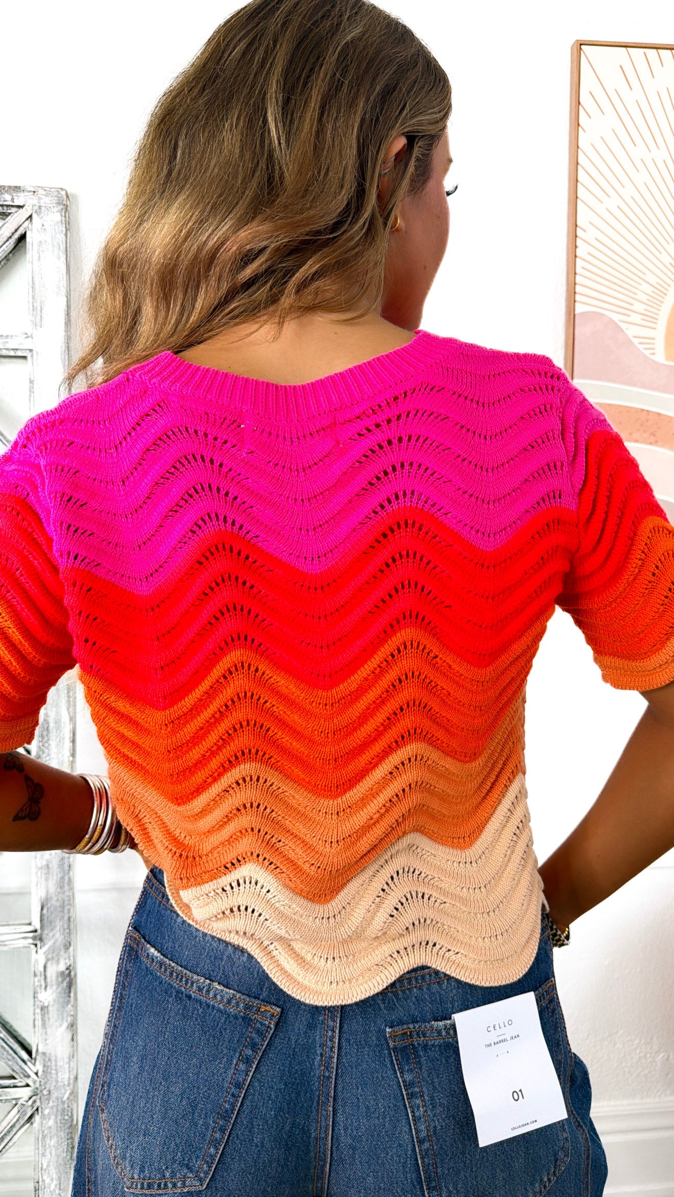 Sunset Boulevard Top, Fuchsia Multi