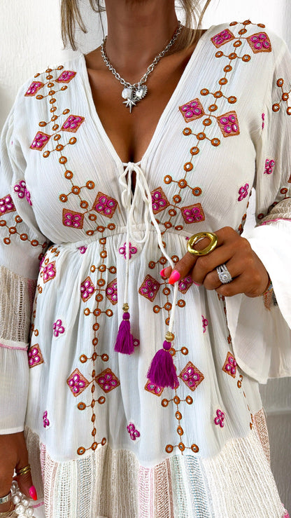 Simple Springs Mini Dress, Ivory