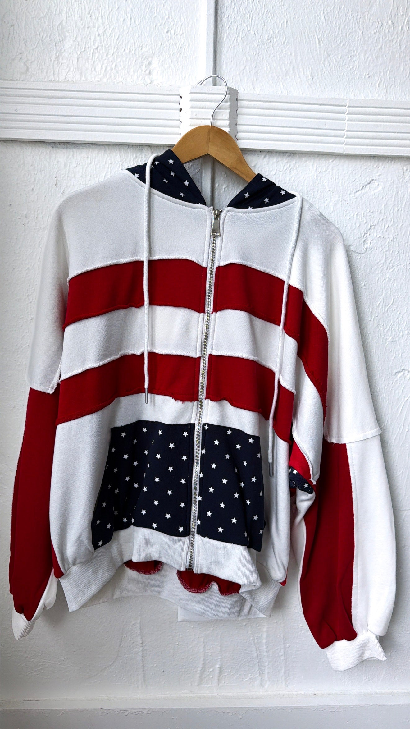 USA Patchwork Crewneck, Off White