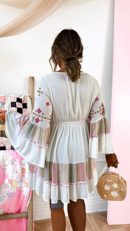Simple Springs Mini Dress, Ivory