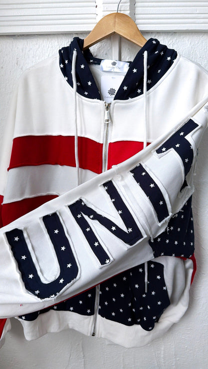 USA Patchwork Crewneck, Off White