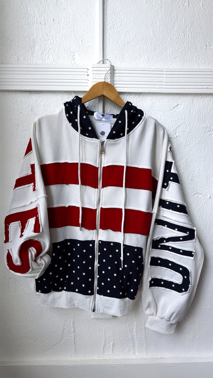 USA Patchwork Crewneck, Off White