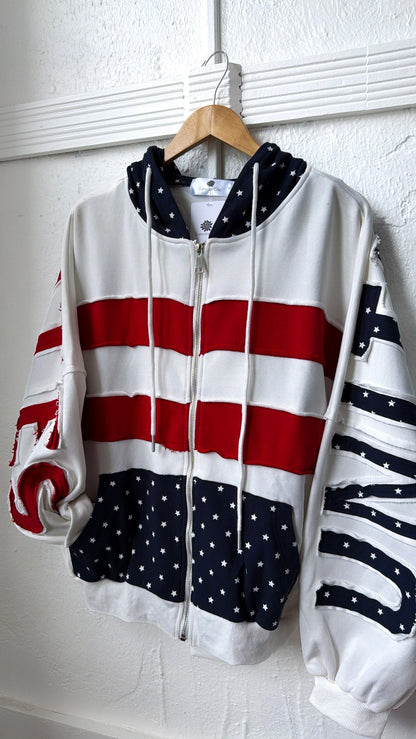 USA Patchwork Crewneck, Off White