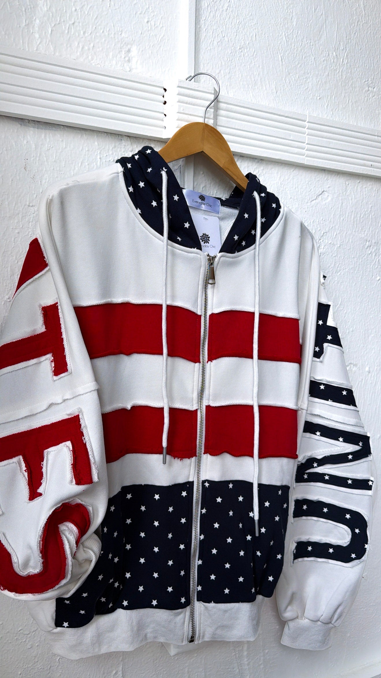 USA Patchwork Crewneck, Off White