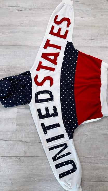 USA Patchwork Crewneck, Off White