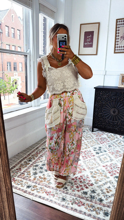 Trail Bloom Jogger Pants, Pink Multi