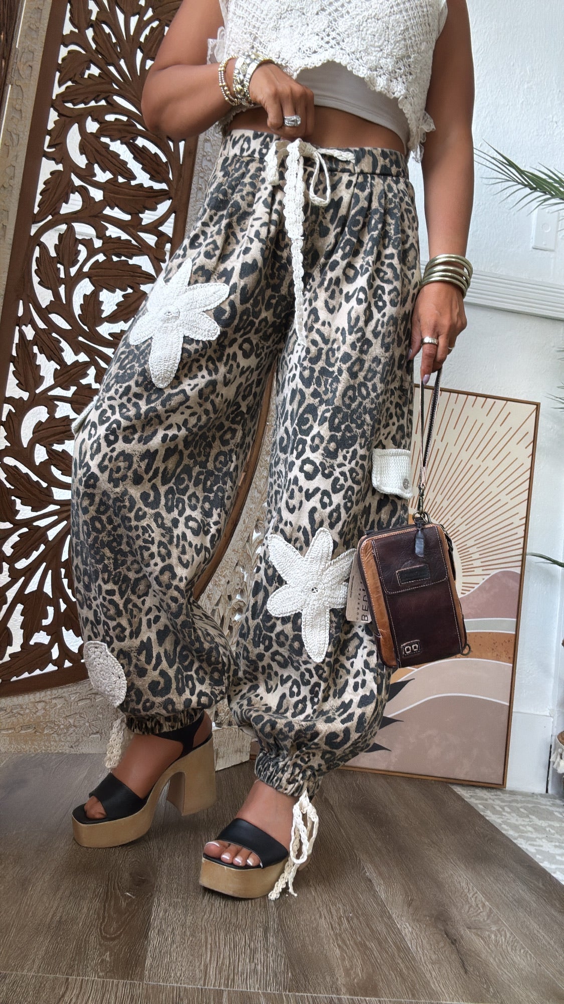 Rare Form Patched Joggers, Sand Leopard