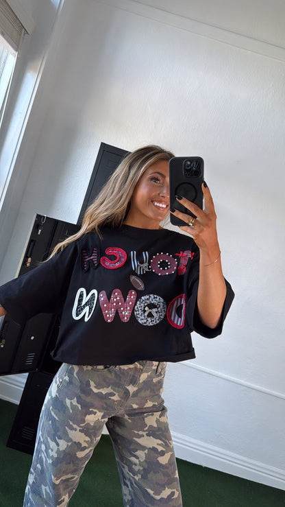 Touchdown Thread Graphic Top, Black