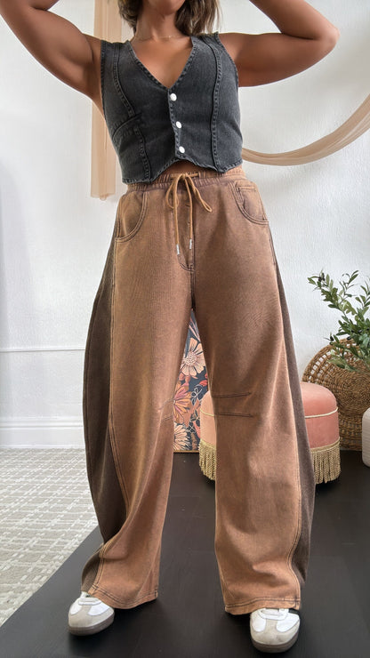 Trend Setter Barrel Leg Sweatpant, Brown
