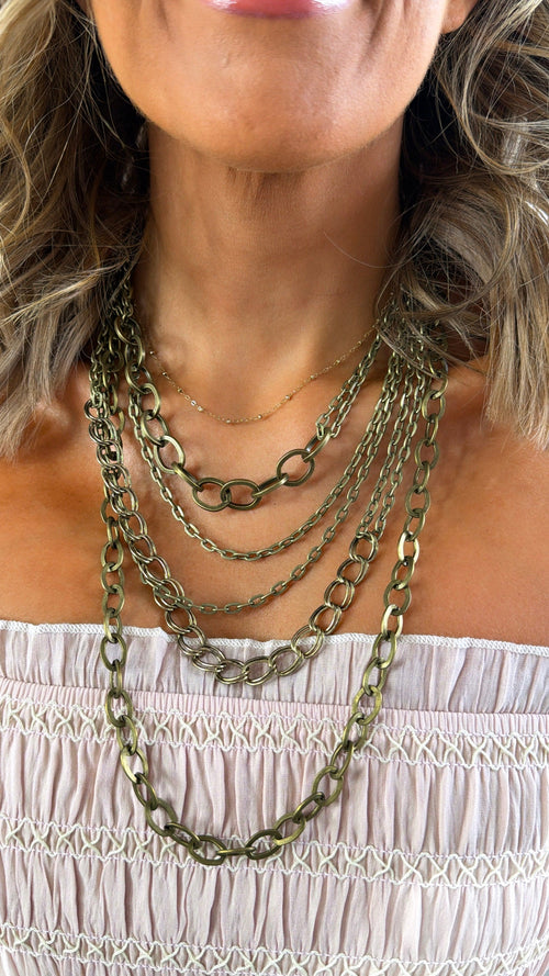 Syrah Layered Necklace, Bronze