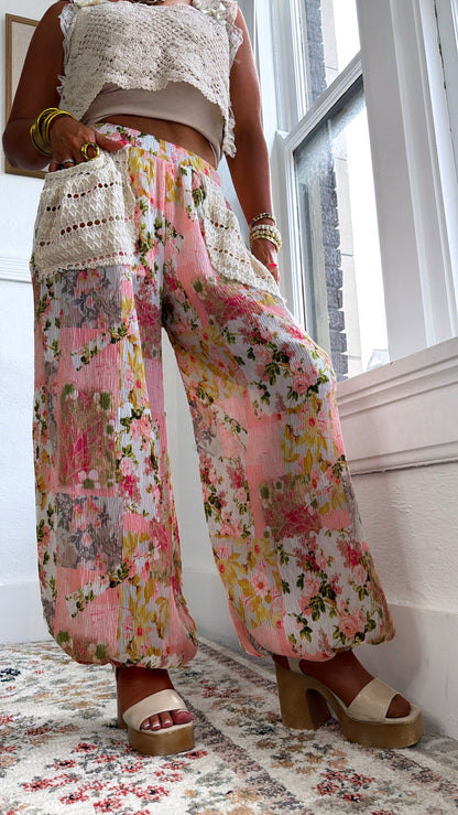 Trail Bloom Jogger Pants, Pink Multi