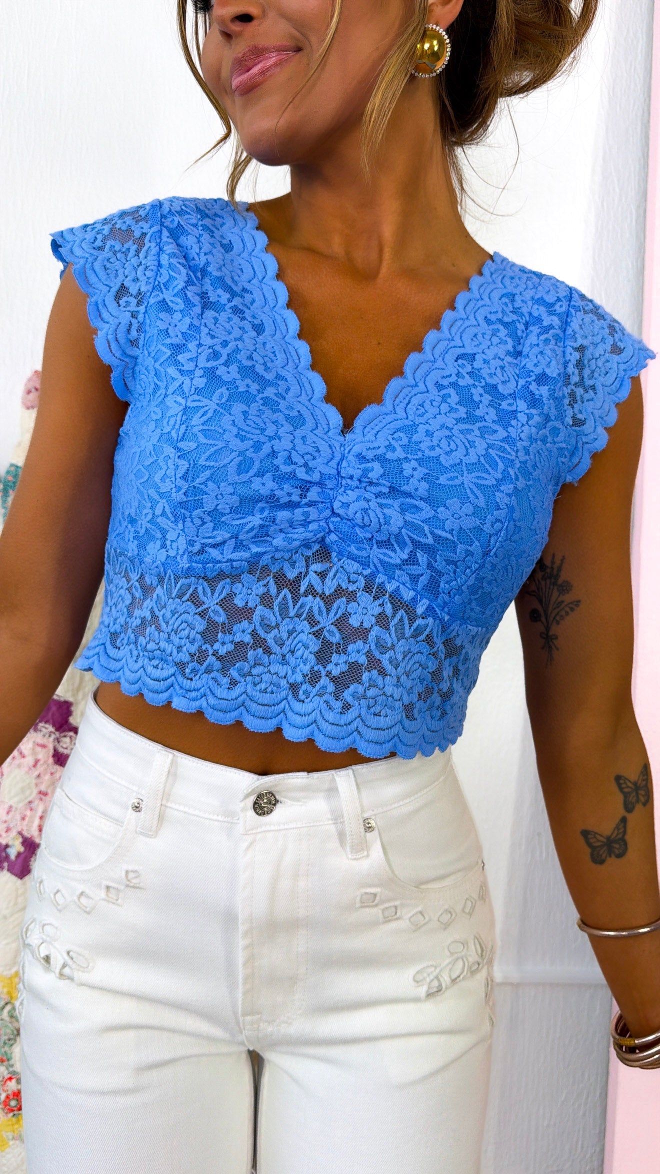 Whispered Lace Top, Ultramarine