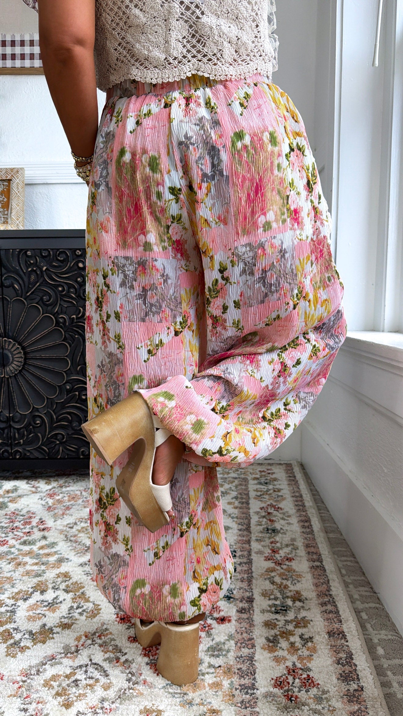 Trail Bloom Jogger Pants, Pink Multi