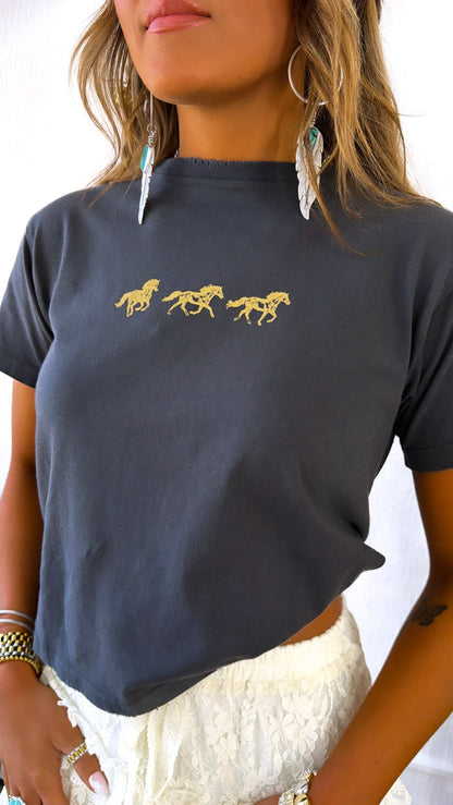 Wild Horses Graphic Tee, Grey