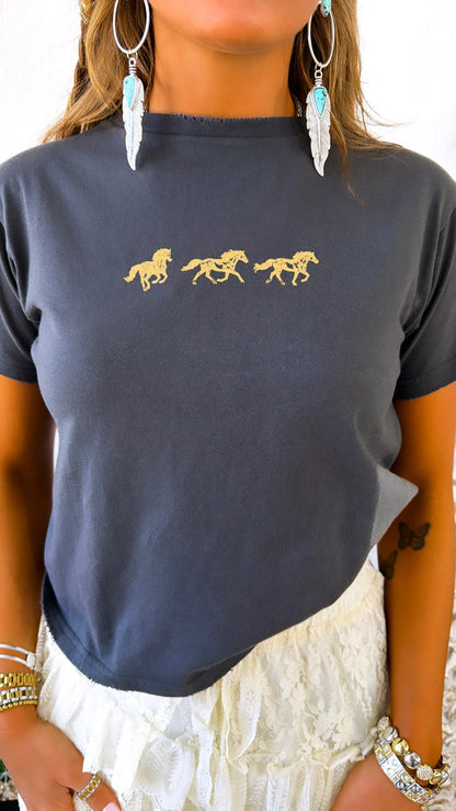 Wild Horses Graphic Tee, Grey