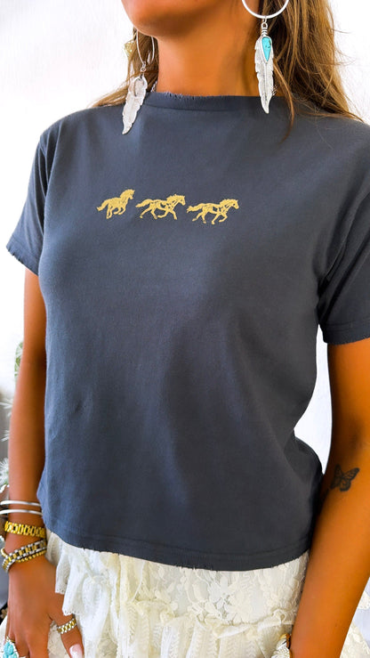 Wild Horses Graphic Tee, Grey