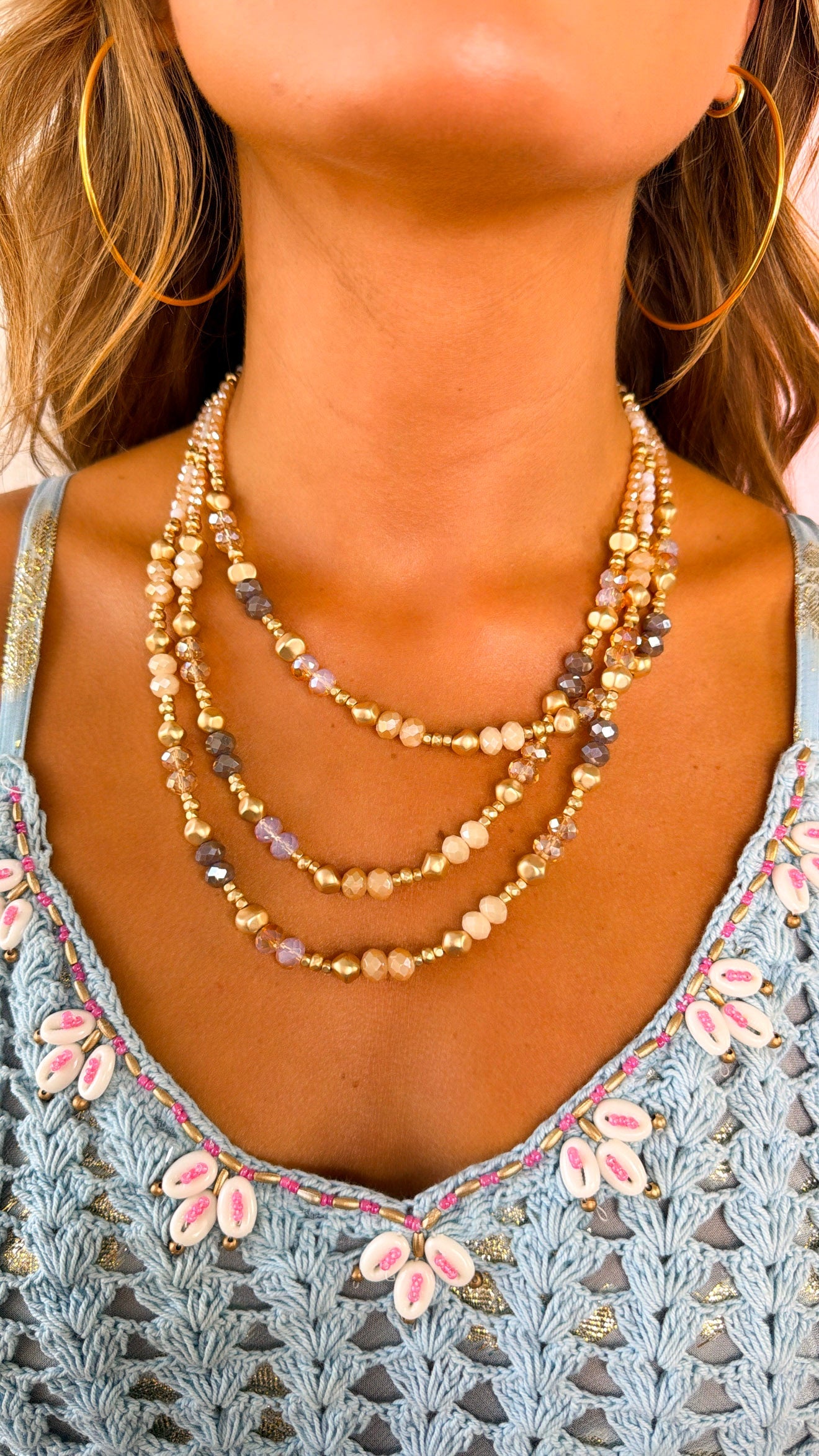 Triple Layered Beaded Necklace