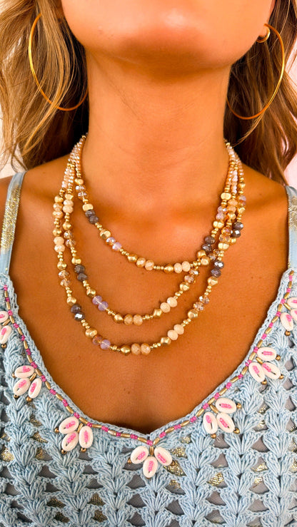 Triple Layered Beaded Necklace