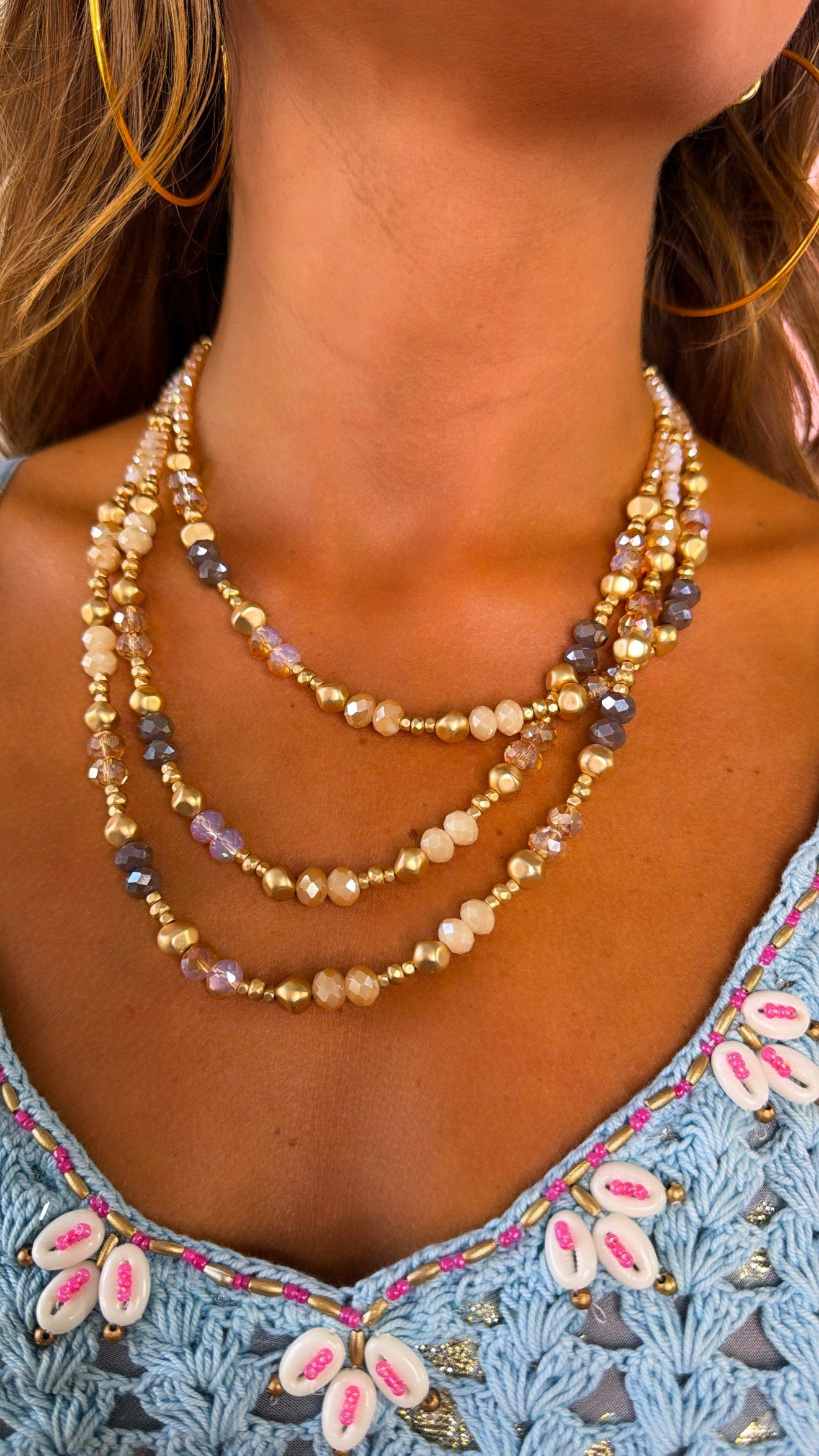 Triple Layered Beaded Necklace