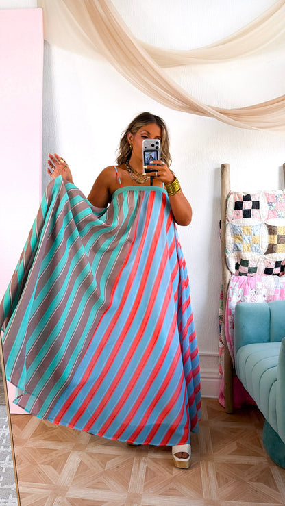 Stripe Tube Maxi Dress, Mint/Sage