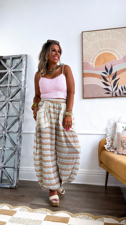 Trail Bloom Jogger Pants, Mint Multi