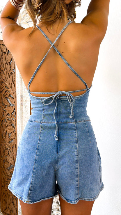 Wild Horse Denim Romper, Medium