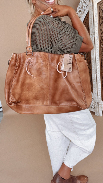 Rockaway Leather Tote, Tan Rustic