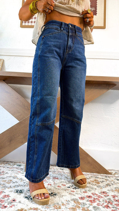 Rome Curve Barrel Jean, Dark Wash