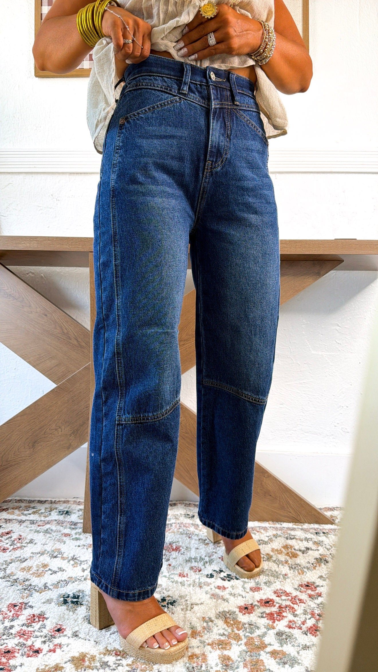 Rome Curve Barrel Jean, Dark Wash
