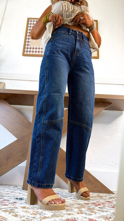Rome Curve Barrel Jean, Dark Wash