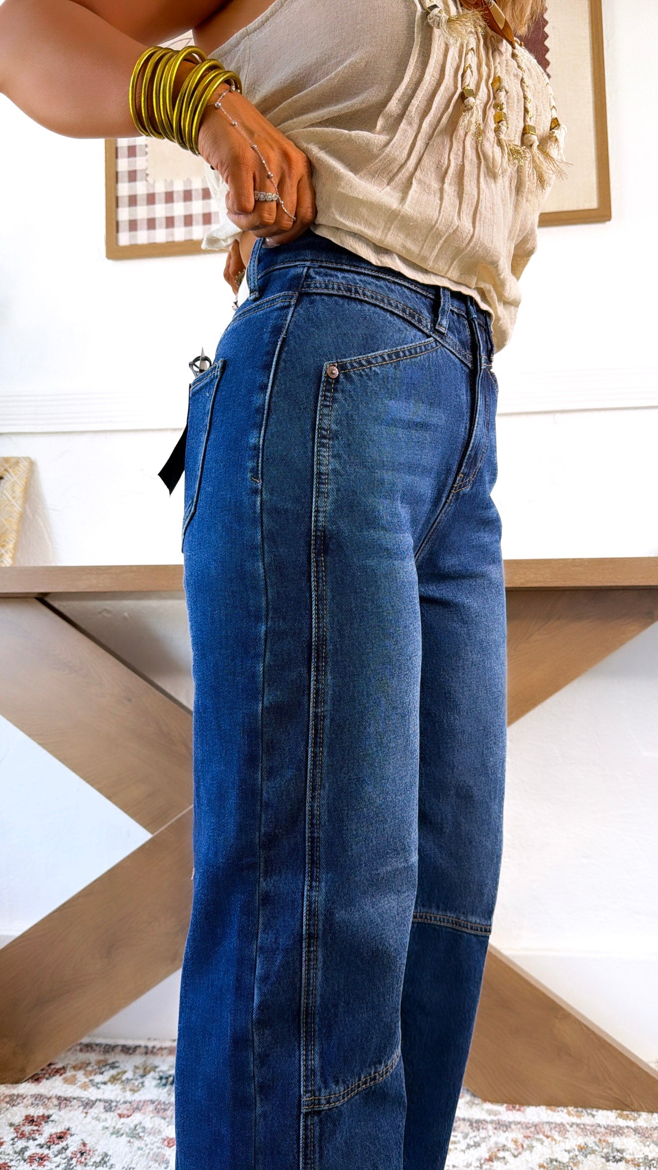 Rome Curve Barrel Jean, Dark Wash