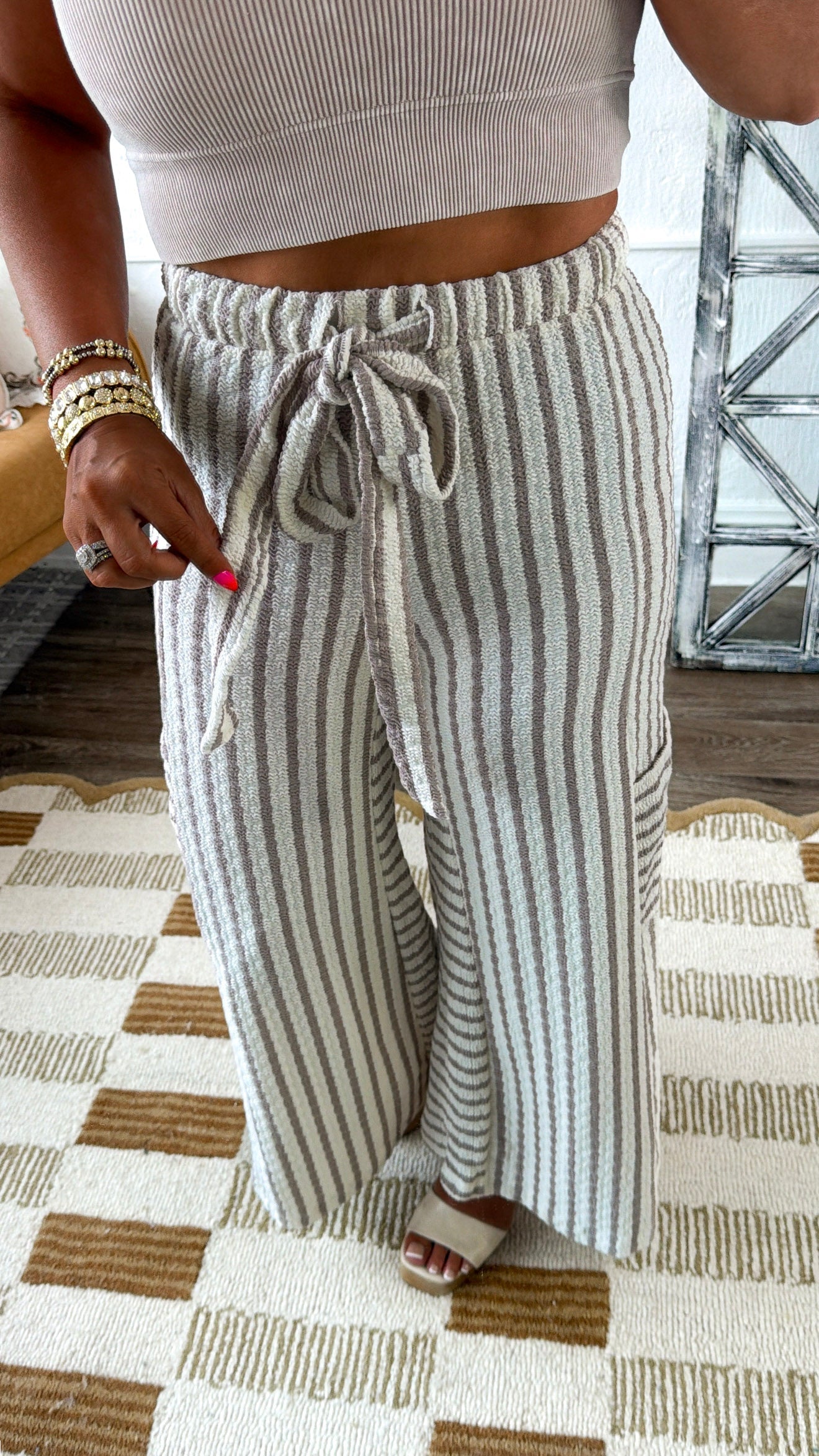 Weekend In Seacrest Bay Pant, Cream/ Taupe