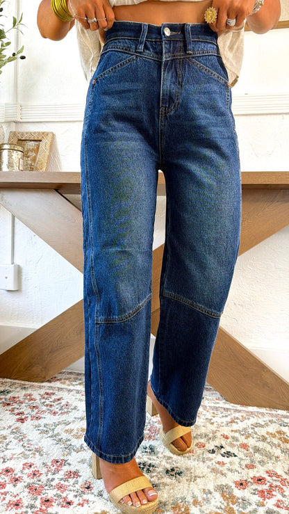 Rome Curve Barrel Jean, Dark Wash
