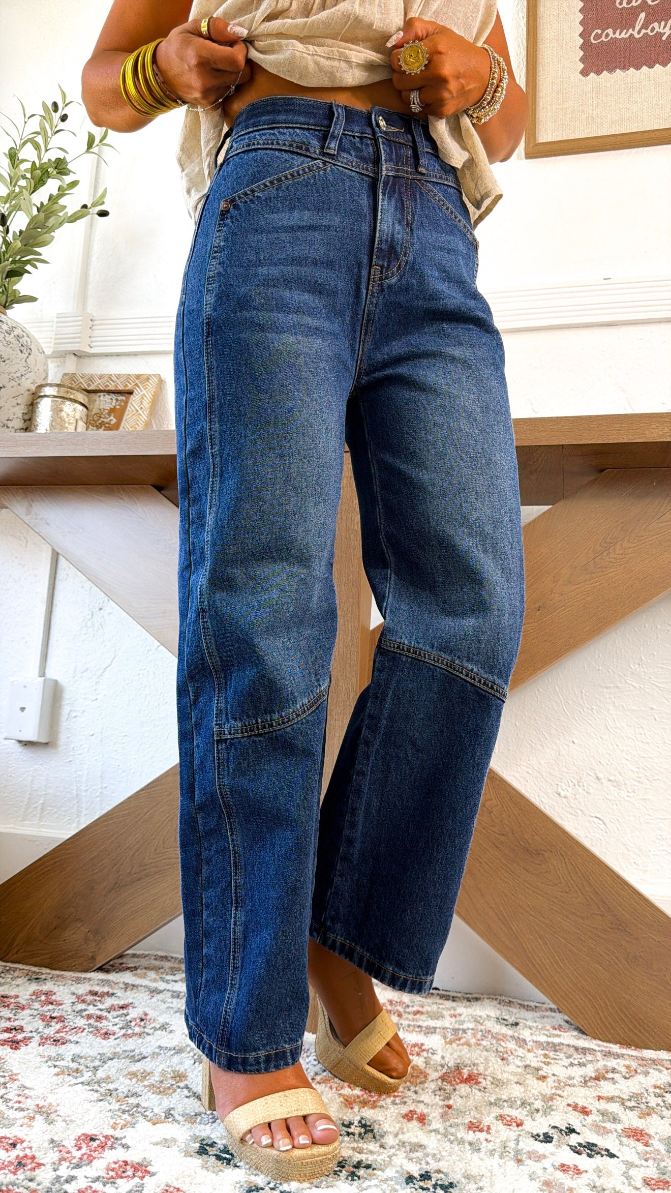 Rome Curve Barrel Jean, Dark Wash