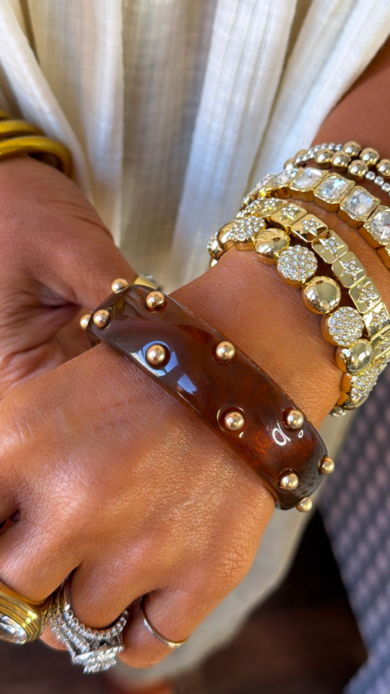 Tortoise Studded Bracelet, Brown