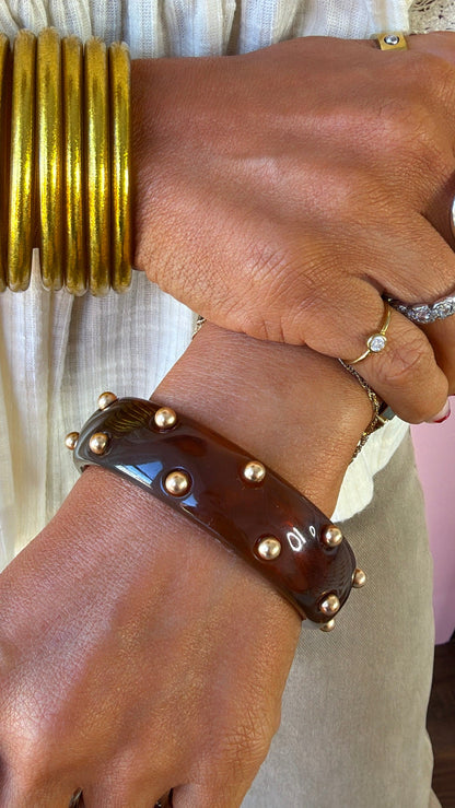 Tortoise Studded Bracelet, Brown
