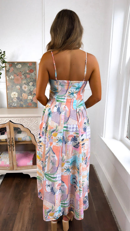 Tropical Springs Midi Dress, Soft Pink