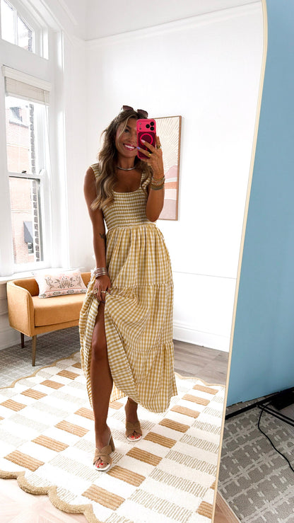 Strawberry Lemonade Maxi Dress, Yellow Multi