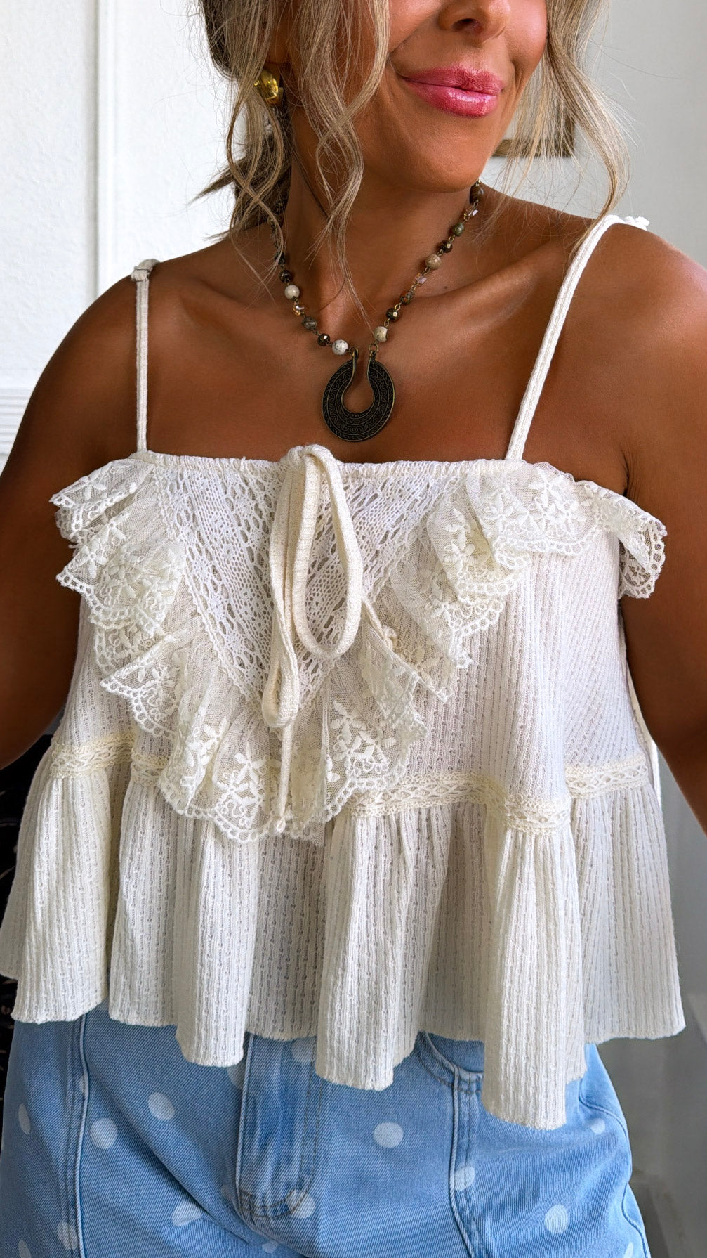 Remi Tie Tank Top, Natural